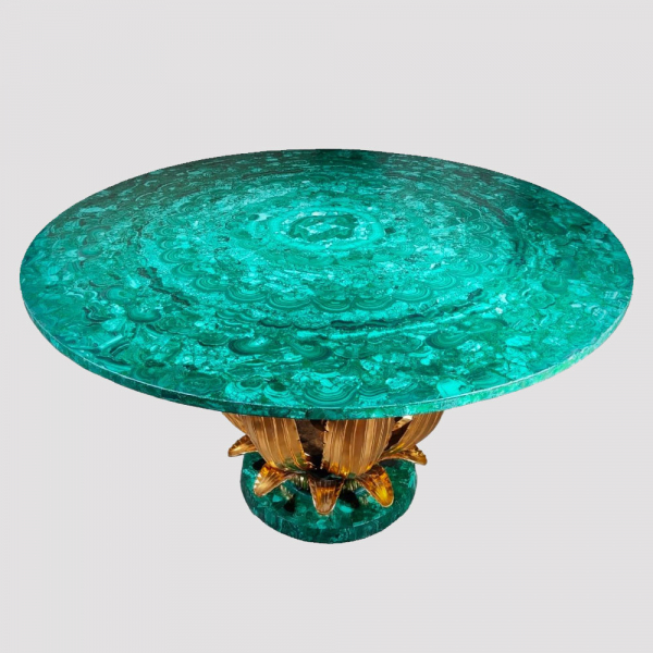 Mesa 'Cactus' de malaquita, a la manera de Ren&eacute; Lalique, Francia o Italia, a&ntilde;os 80.