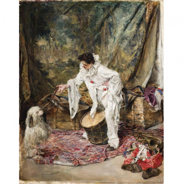 Francisco Domingo Marqu&eacute;s. "Un alumno aplicado (1875)". &Oacute;leo sobre tabla. Firmado, fechado (1875) y localizado (Madrid) en el centro derecha.