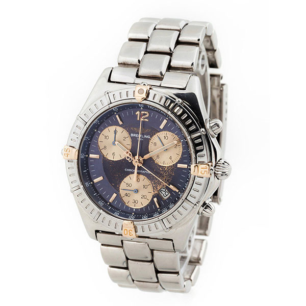 Reloj cronógrafo, cab., suizo BREITLING Sirius Cronographe, ref: B53011, con detalles en oro amarillo 18 K y brazalete de acero