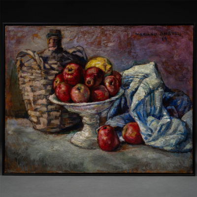 &quot;Bodegón de manzanas y limones&quot;  MARIANO ANDREU (Mataro, 1888-Biarritz, 1976) 
