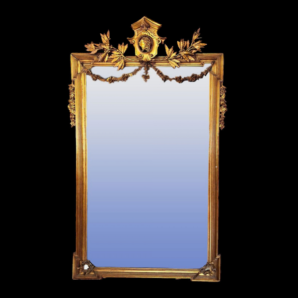 Espejo Napoleón III con guirnaldas y medallón, Escuela francesa, Siglo XIX.