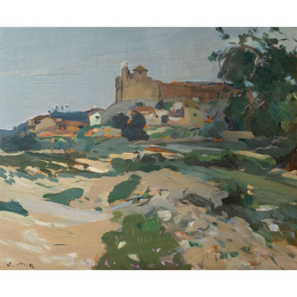 Joaquim Mir Trinxet (Barcelona, 1873-1940)  Paisaje rural.  &Oacute;leo sobre tabla. Firmado.