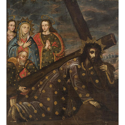ESCUELA CUZQUEÑA S. XVIII   &quot;Pasión de Cristo&quot;. Óleo sobre lienzo.
