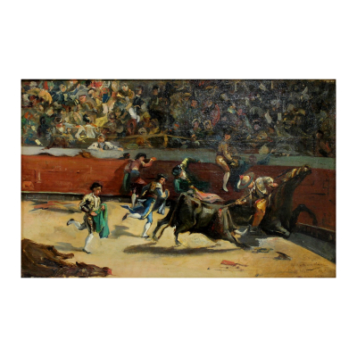 Ramon Martí Alsina (Barcelona, 1826-1894)  Corrida de Frascuelo en Bilbao.  Óleo sobre tela. Firmado y fechado en 1874.