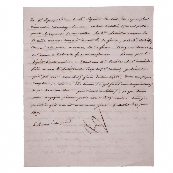 Napole&oacute;n Bonaparte. Carta desde Valladolid 1809