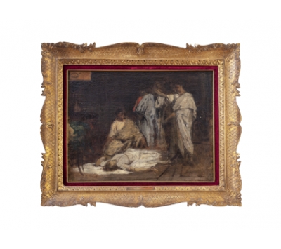 EDUARDO ROSALES GALLINAS (Madrid, 1836-1873).  Boceto para la muerte de Lucrecia. 