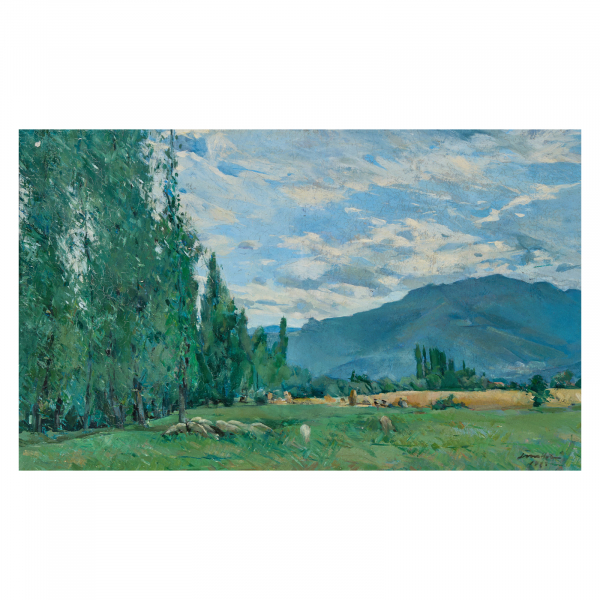 Josep Maria Mallol Suazo (Barcelona, 1910-1986) Paisaje con llanura. &Oacute;leo sobre tela.