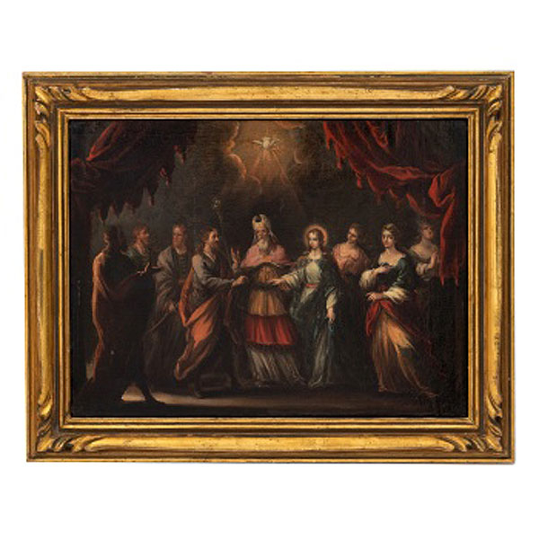 JOSÉ LUZÁN Y MARTÍNEZ (ATRIBUIDO)  (1710 - 1785) "Desposorios de la Virgen"