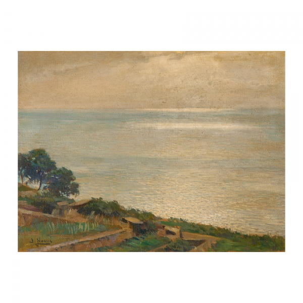 José Nogué Massó (Santa Coloma de Queralt, 1880-Huelva, 1973) Paisaje costero. Óleo sobre tela.