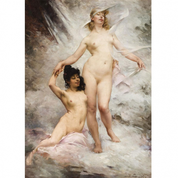 PAUL FRANÇOIS QUINSAC (1858 - 1932) &quot;Sílfides (circa1885)&quot;. Óleo sobre lienzo. 