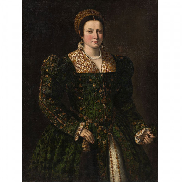 Escuela Italiana del siglo XVI "Retrato de Eleonora Gonzaga, Duquesa de Urbino" (1493–1550).    Óleo sobre lienzo