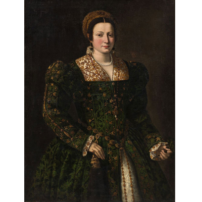 Escuela Italiana del siglo XVI &quot;Retrato de Eleonora Gonzaga, Duquesa de Urbino&quot; (1493–1550).    Óleo sobre lienzo