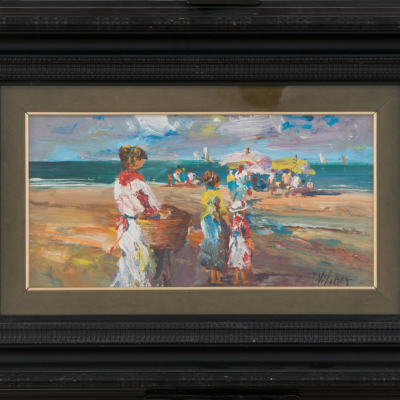&quot;Escena de Playa&quot; JUAN VILCHES, Escuela Española, Siglo XX