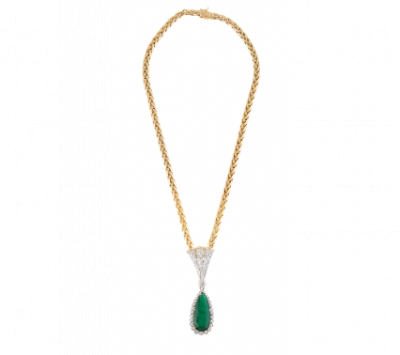 Collar con esmeralda talla perilla de 12,25 ct 