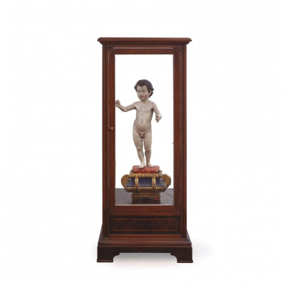 Escuela Espa&ntilde;ola S. XVII. "Ni&ntilde;o Jes&uacute;s". Talla en madera policromada y dorada.