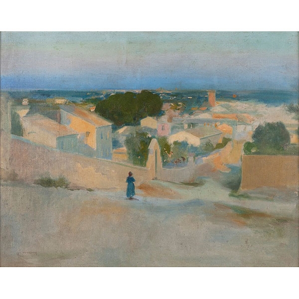 Jos&eacute; Navarro Llorens (Valencia, 1867 - 1923) &ldquo;Vista de pueblo&rdquo;