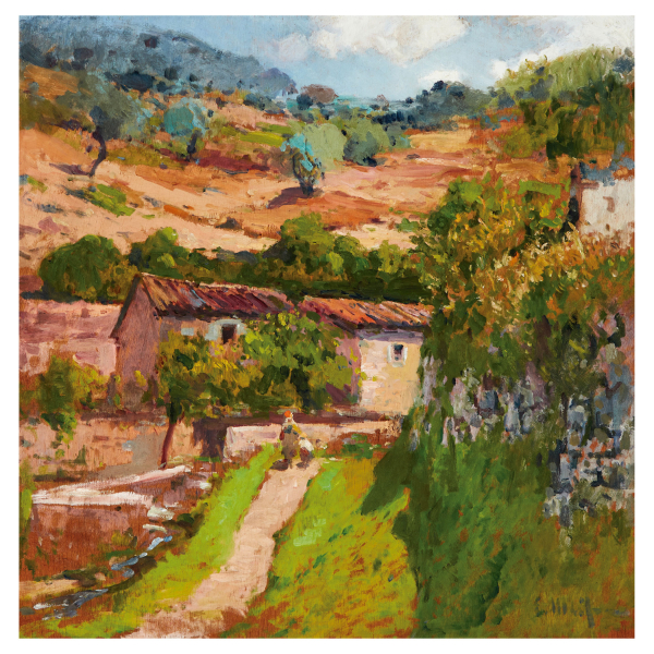 Eliseo Meifrén i Roig (Barcelona, 1857-1940) Paisaje. Camino del Berguedà. Óleo 