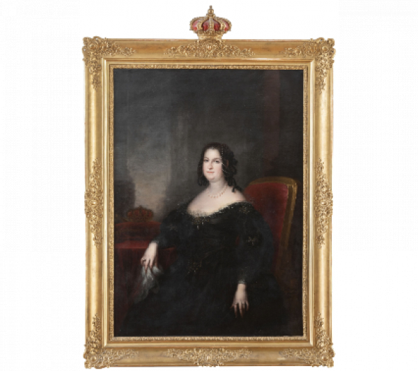 JOSÉ GUTIERREZ DE LA VEGA Y BOCANEGRA. Retrato de la Reina gobernadora María Cristina de Borbón-Dos Sicilias  1841   Óleo sobre lienzo.