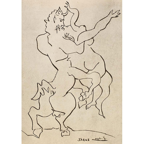 Pablo Ruiz Picasso.  "El rapto de Jezabel por Quirón el centauro (1962)".