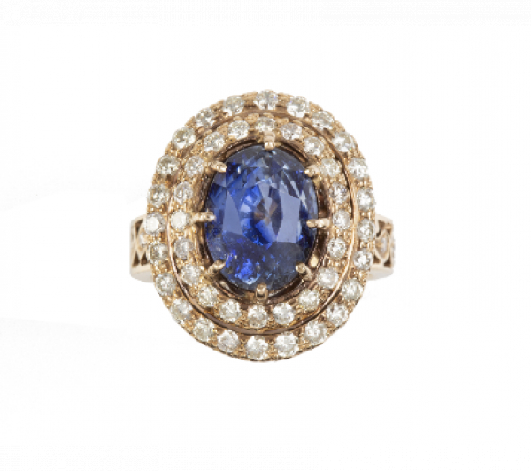 Sortija con zafiro Ceil&aacute;n oval de 7,20 ct aprox. 