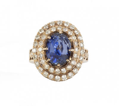 Sortija con zafiro Ceilán oval de 7,20 ct aprox. 