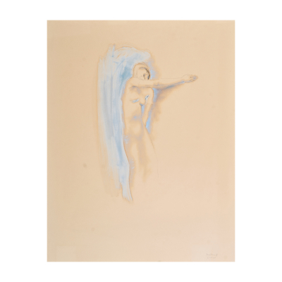 Montserrat Gudiol Corominas (Barcelona, 1933-2015) Semidesnudo femenino. T&eacute;cnica mixta sobre papel. Firmado.