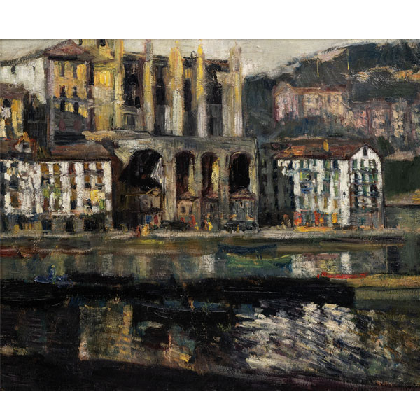 "Vista de Bermeo con la Iglesia de fondo" IGANACIO GARCÍA ERGUIN (Bilbao, 1934) 