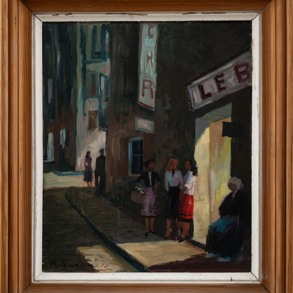 "Calle Nocturna de París"  ROBERT LESGUES (Laburdi, 1912 - San Sebastián, 1982)