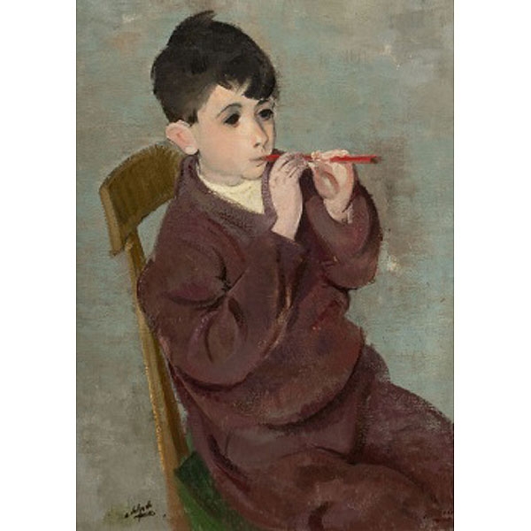 ALVARO DELGADO  (Madrid 1922) &quot;Niño tocando la flauta&quot;
