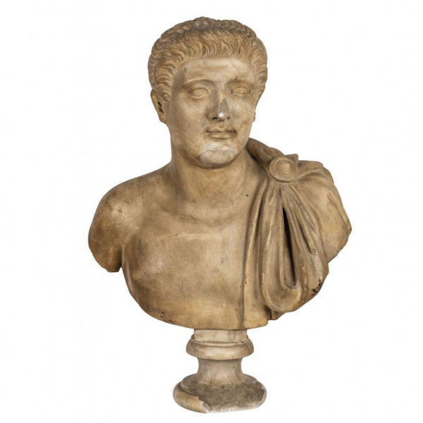 Busto realizado en mármol tallado y pulido. Roma, S. I - II d. C.