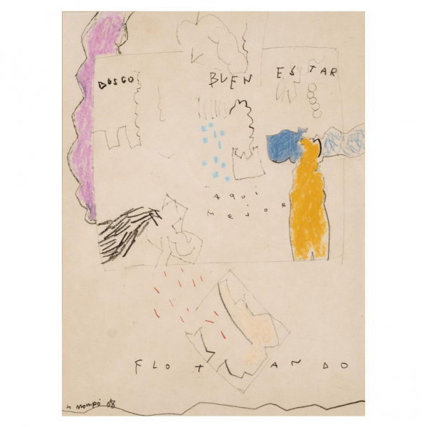 Manuel Hernández Mompó.   "Sin título (1968)". Técnica mixta sobre papel. Firmado