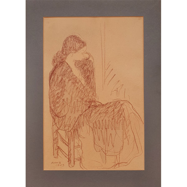 Isidre Nonell Monturiol: &quot;Gitana sentada&quot; (1909) Dibujo
