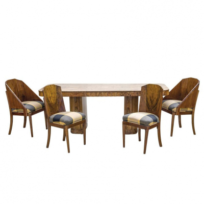 Exquisito conjunto de comedor Art Dec&oacute; de &eacute;poca posiblemente de nogal. Posiblemente Francia, C. 1925