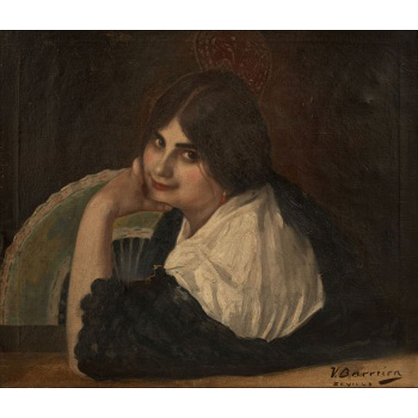 VICENTE BARREIRA  (1887 - 1957) "Joven con peineta y abanico"