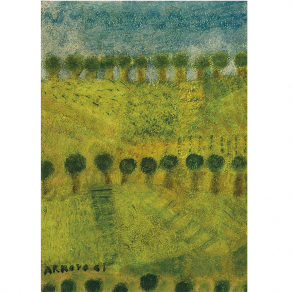 Eduardo Aroyo (1937 - 2018)   "Sin título - Paisaje (1961)". Óleo y sobre lienzo. Firmado y fechado (61)