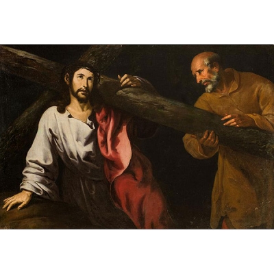 Escuela Sevillana S. XVII. Cristo y el Cireneo
