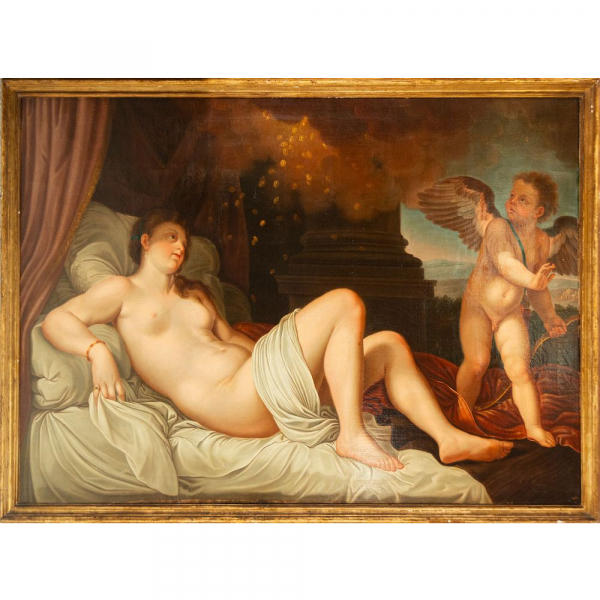 Federico de Madrazo y Kuntz (Roma, 1815-Madrid, 1894) "Dánae recibiendo la lluvia de oro". Óleo sobre lienzo.