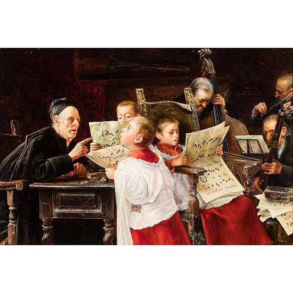 Jos&eacute; Gallegos y Arnosa (1859 - 1917)  "La lecci&oacute;n de canto".