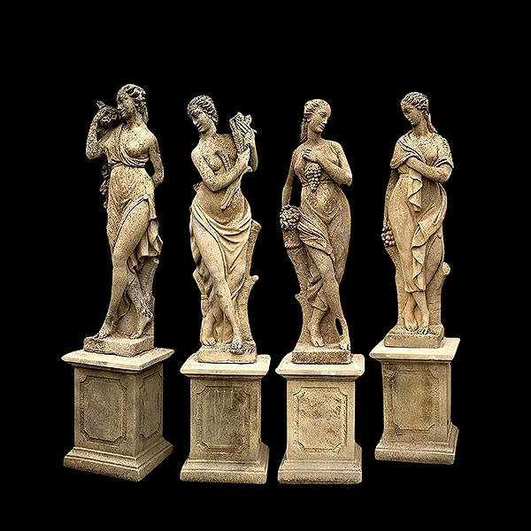 Grupo de 4 esculturas de jard&iacute;n representando las estaciones, Italia, siglo XX.