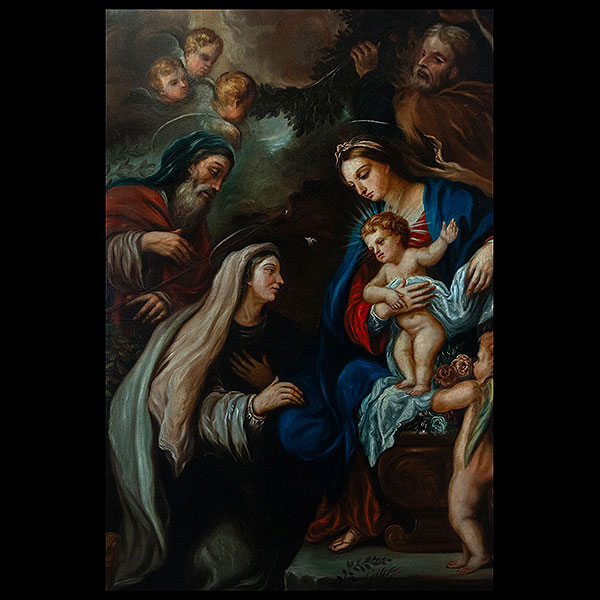 Escuela Española del siglo XVII - Sagrada Familia. Óleo sobre lienzo.