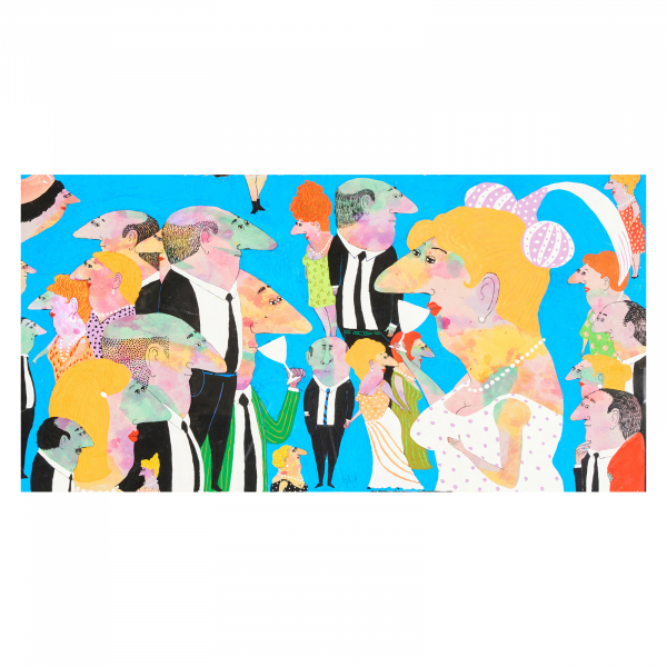 Elisabeth Sabala (Barcelona, 1956) &iexcl;Estamos arreglados! T&eacute;cnica mixta sobre papel. Firmado.