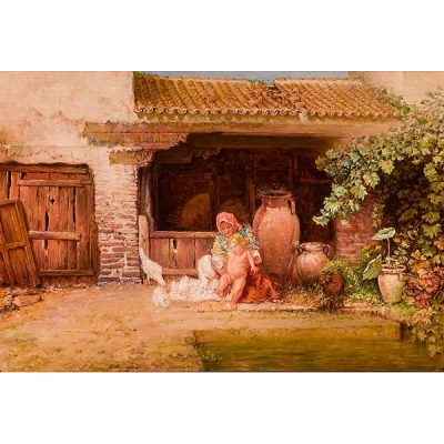 José Arpa.  &quot;Madre e hija en el patio&quot;.