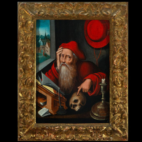 San Gerónimo en su Estudio sobre tabla - Atribuido a Joos Van Cleeve y su taller (Cléveris, c. 1485 - Amberes, 1540 o 1541), escuela flamenca del siglo XVI