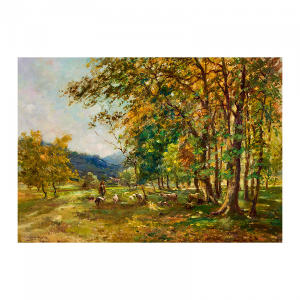 Joaquim Marsillach Codony (Olot, Girona, 1905-1986) Paisaje con pastor.  