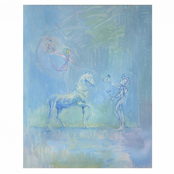 José Soler Vidal - Monjalés (1932-2023) "Acróbatas".  Técnica mixta. 