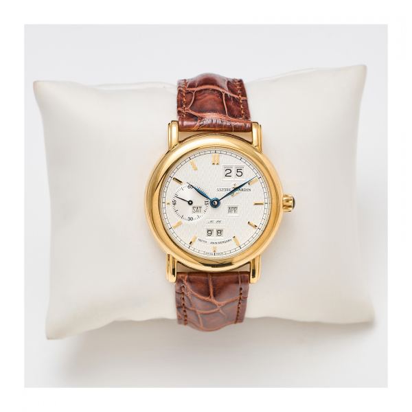 ULYSSE NARDIN «Ludwig» Reloj de pulsera para caballero en oro y correa de piel de cocodrilo con hebilla ardillón. c. 2000-2009. Nº 680630-2.