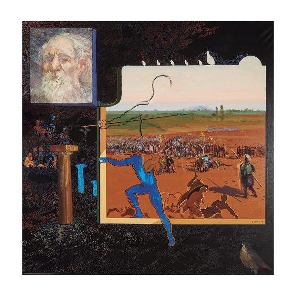 Escuela catalana, s.XX. La Batalla d&rsquo;Orriols. &Oacute;leo sobre tela. Firmado G. Palas y fechado en 1949.