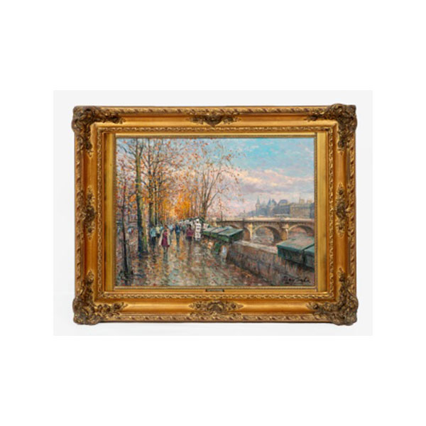 JUAN BAYÓN SALADO "BAY-SALA"  (Logroño 1913 - Bilbao 1995) "Les Bouquinistes de París " Firmado: Bay Sala Óleo / Lienzo 