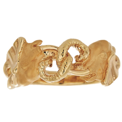 Sortija diseño cabezas de elefante de la firma Carrera y Carrera en oro mate y brillo. Firmada y numerada: 184459.