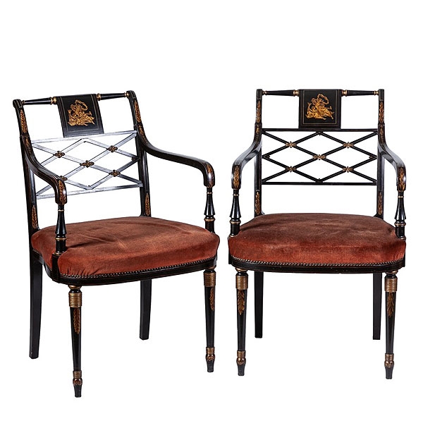 Pareja de butacas ebonizadas